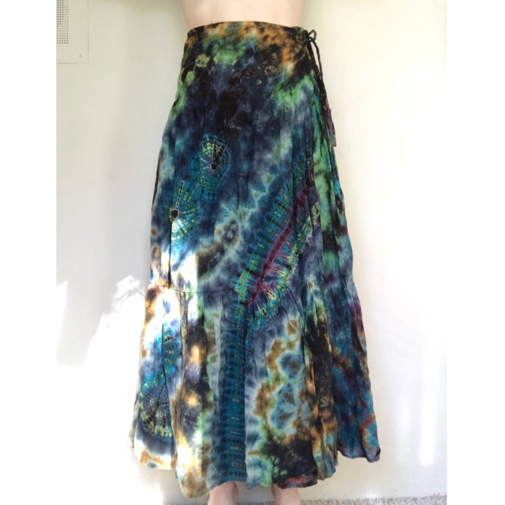 Boho Tie Dye Wrap Maxi Skirt
